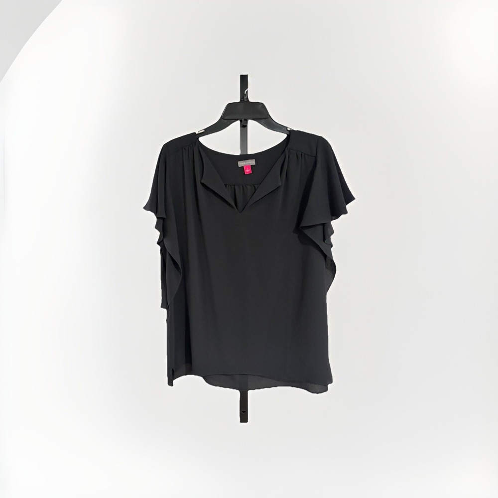 Vince Camuto womens blouse shirt top stretch‎ loose BLACK LARGE EUC C76